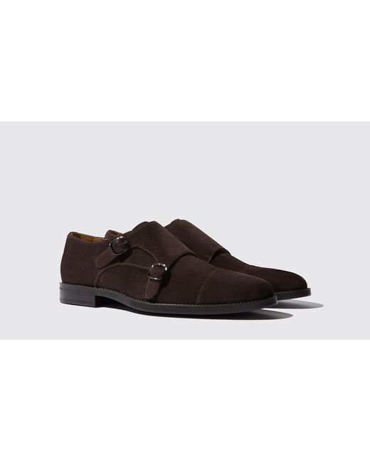 Scarosso Brown Monk Strap Shoes Francesco Moro Scamosciato Suede Leather for men