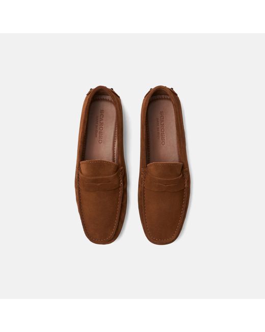 Scarosso Brown Michael Cigar Suede Driving Shoes for men