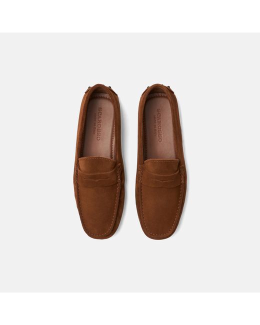 Scarosso Brown Michael Cigar Suede Driving Shoes for men