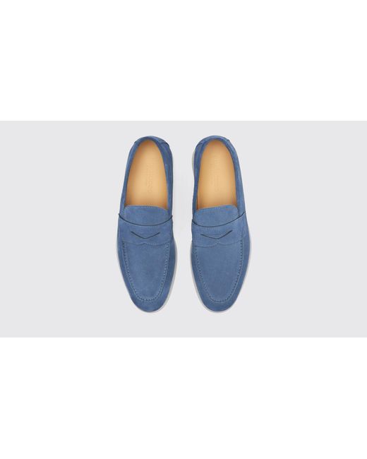 Scarosso Blue Luciano Steel Suede Loafers for men