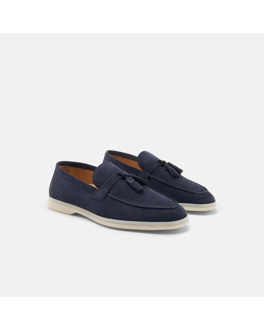 Scarosso Blue Leandro Blu Scamosciato Loafers for men