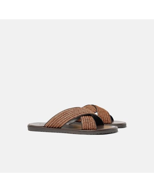Scarosso Brown Sliders for men
