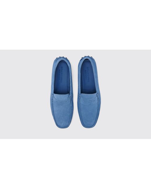 Scarosso Michael Light Blue Suede Driving Shoes for men