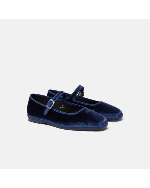 Scarosso Petra Blue Velvet Slippers