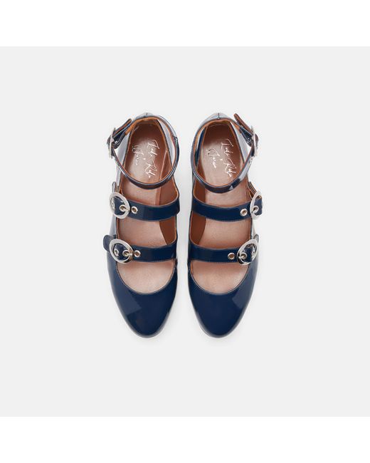 Scarosso Blue Linda Ii Prune Patent Ballerinas