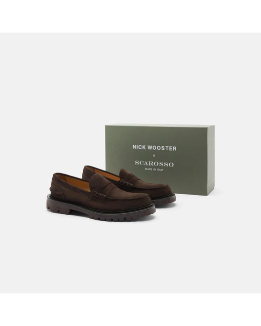 Scarosso Black Wooster Ii Brown Suede Loafers & Flats for men