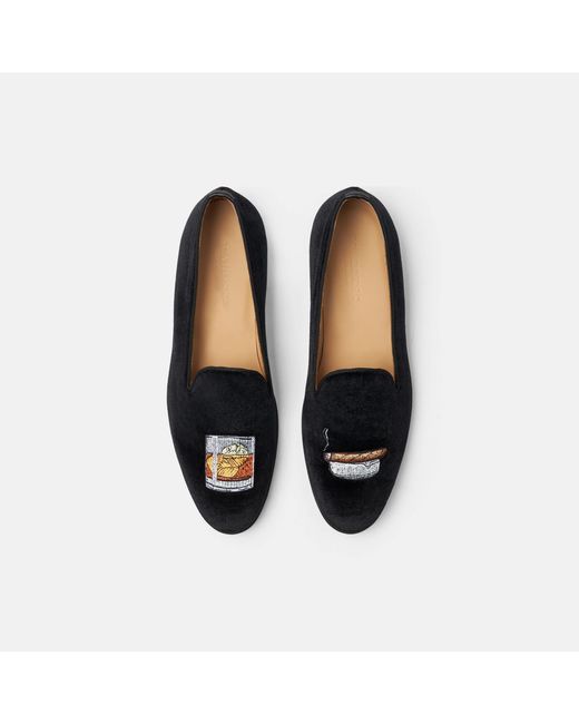 Scarosso Tom Black Velvet Slippers for men