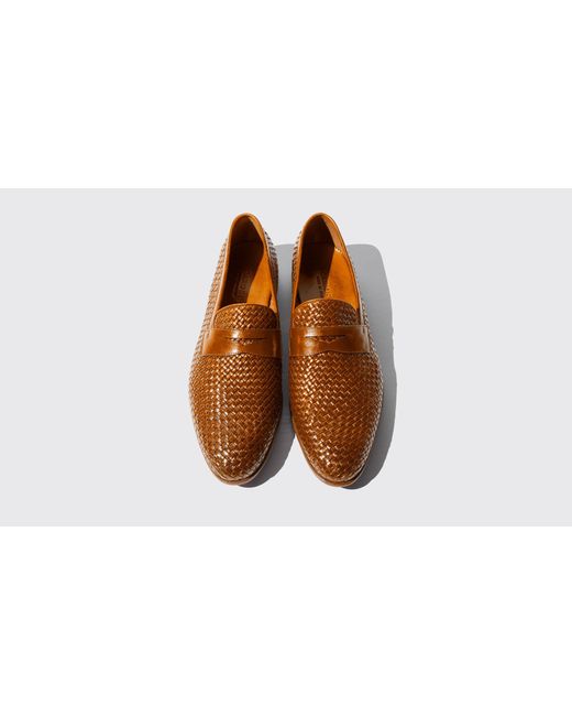 Scarosso Brown Loafers Andrea Cognac Calf Leather for men
