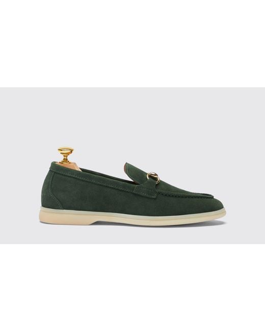 Scarosso Lilia Green Suede Loafers