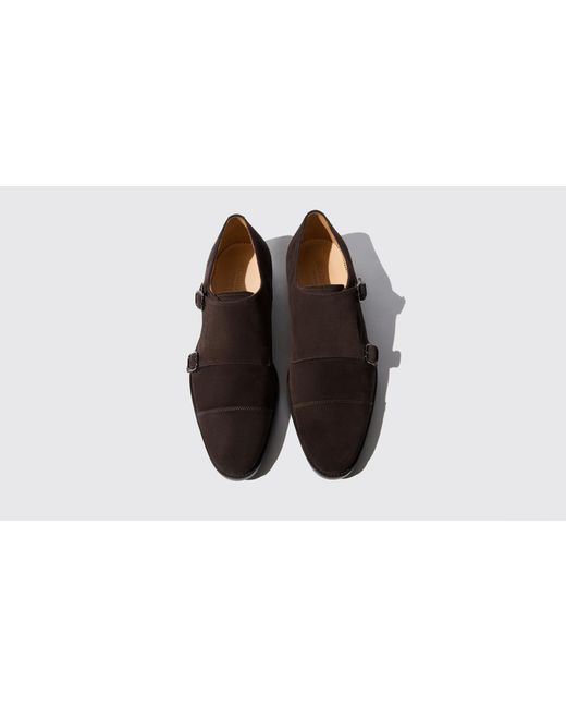 Scarosso Brown Monk Strap Shoes Francesco Moro Scamosciato Suede Leather for men