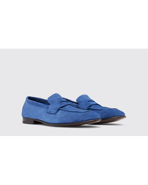 Scarosso Gregory Blue Suede Loafers for men
