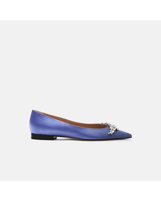 Scarosso Blue Iris Violet Satin Ballerinas
