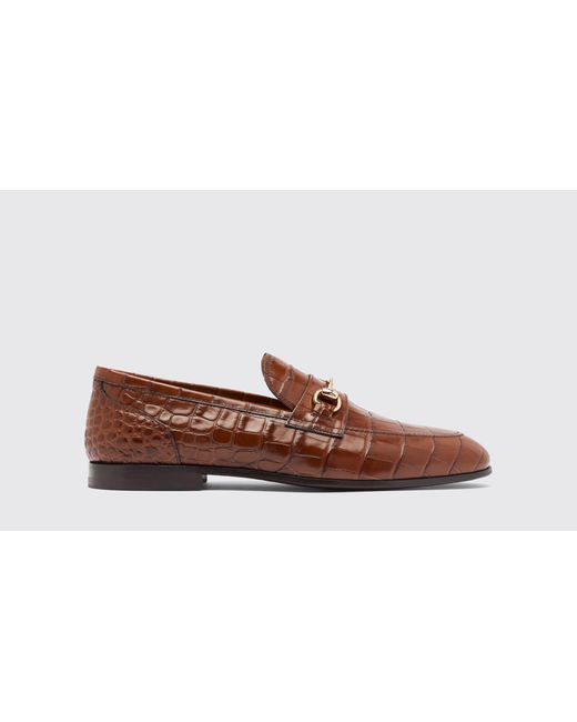 Scarosso Black Alessandro Brown Croco Loafers & Flats for men