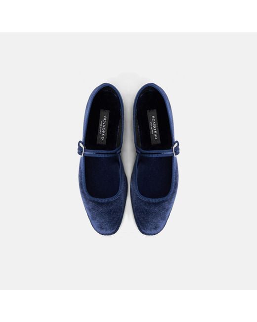 Scarosso Petra Blue Velvet Slippers