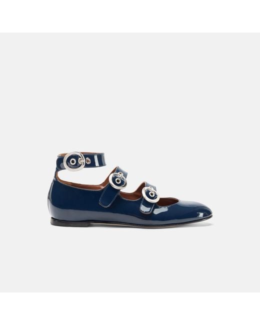 Scarosso Blue Linda Ii Prune Patent Ballerinas