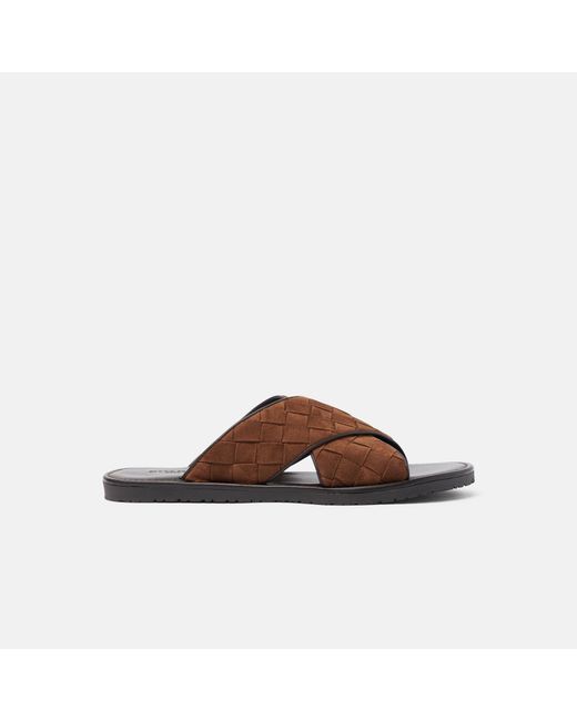 Scarosso Brown Ettore Suede Woven for men