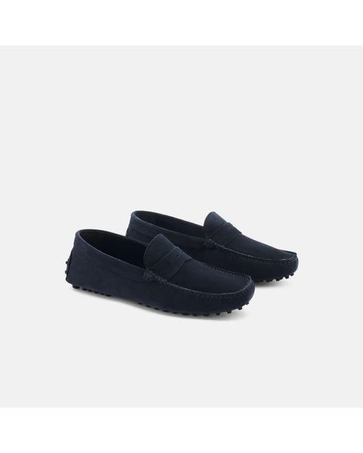 Scarosso Michael Blue Suede Driving Shoes for men