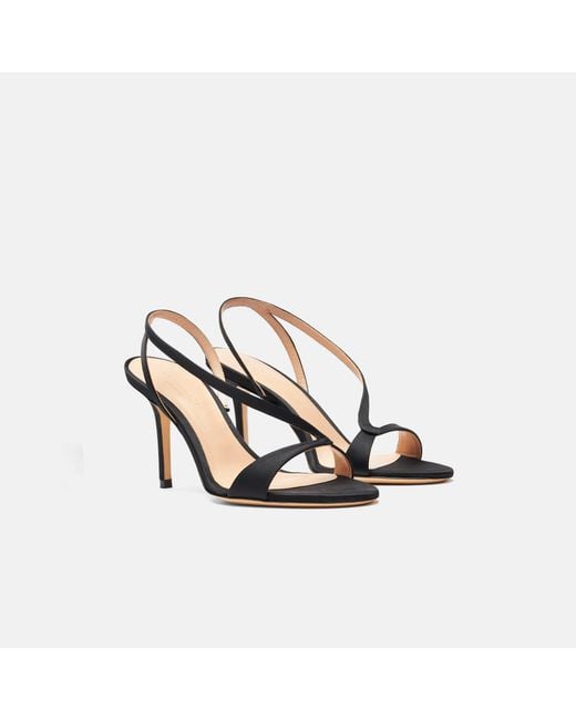 Scarosso Paula Black Satin Sandals