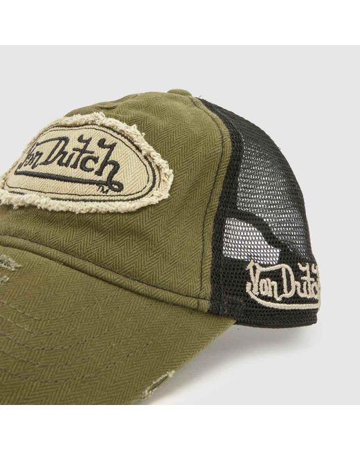 Von Dutch Green Distressed Trucker Cap