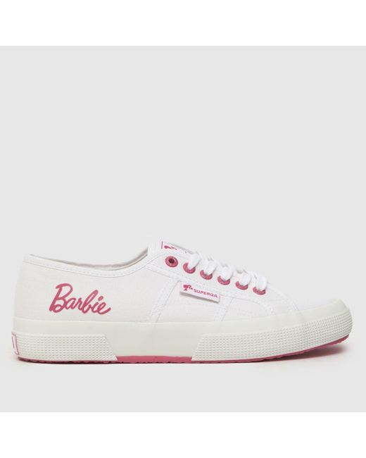 Superga 2750 Barbie Logo Trainers In White & Pink
