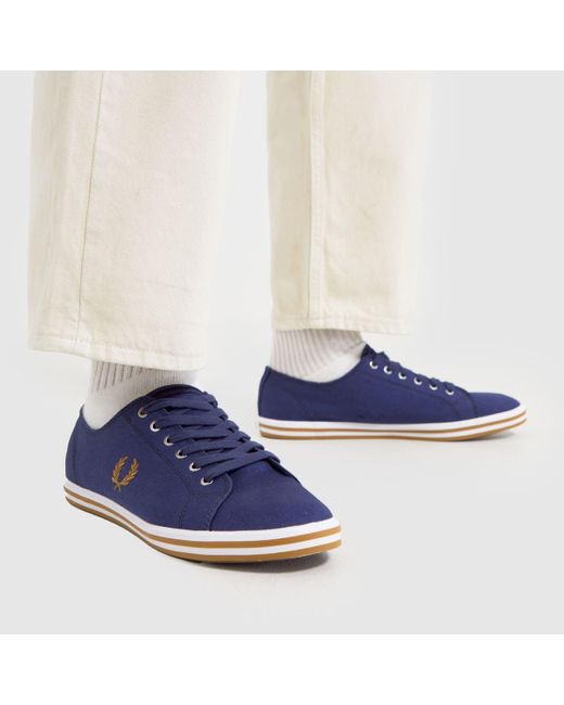 Fred Perry Blue Kingston Trainers In Navy & Gold for men