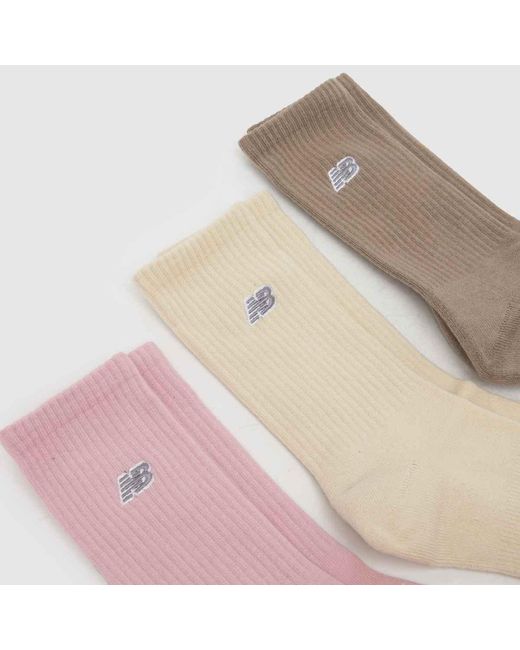 New Balance Brown Mid Calf Logo 3Pk