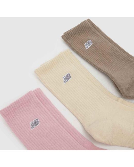 New Balance Brown Mid Calf Logo 3Pk