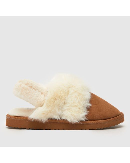 Schuh Ladies Brown Harper Fur Mule Slippers