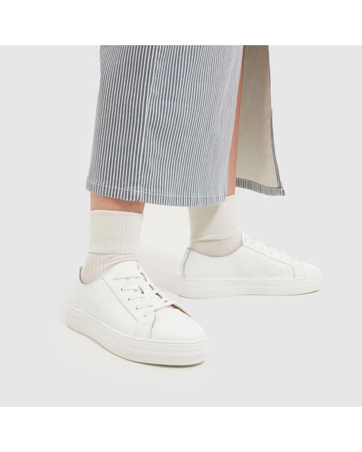 Schuh White Millie Leather Lace Up Trainer Trainers