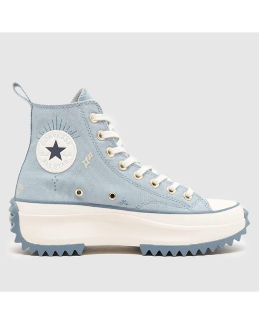 Converse Blue Run Star Hike Tiny Tattoos Trainers In
