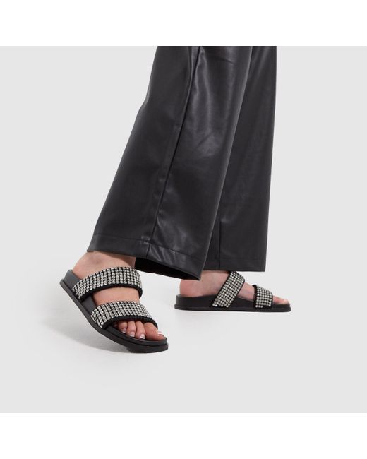 Schuh Black Tessie Embellished Mule Sandals In