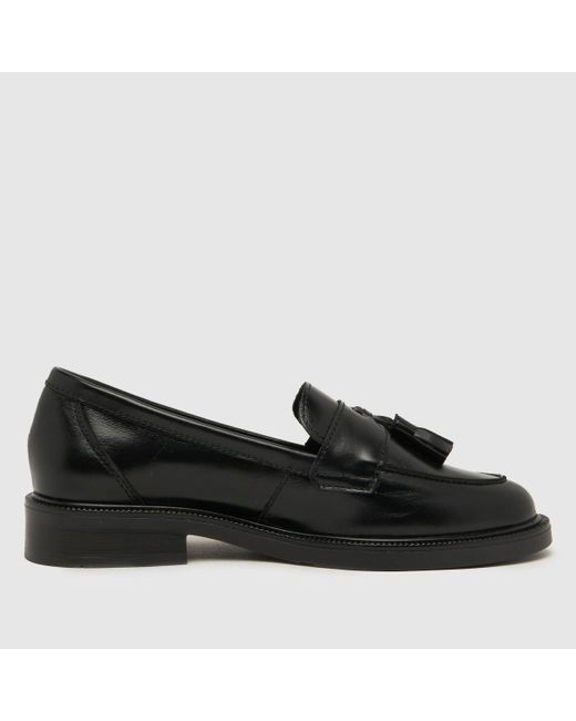 Schuh Black Lina Leather Tassel Loafer Flat Shoes In