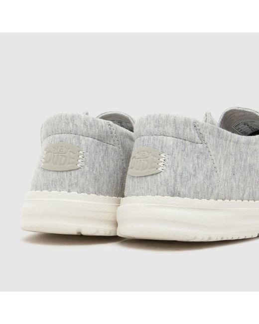 HeyDude White Wendy Stretch Jersey Trainers