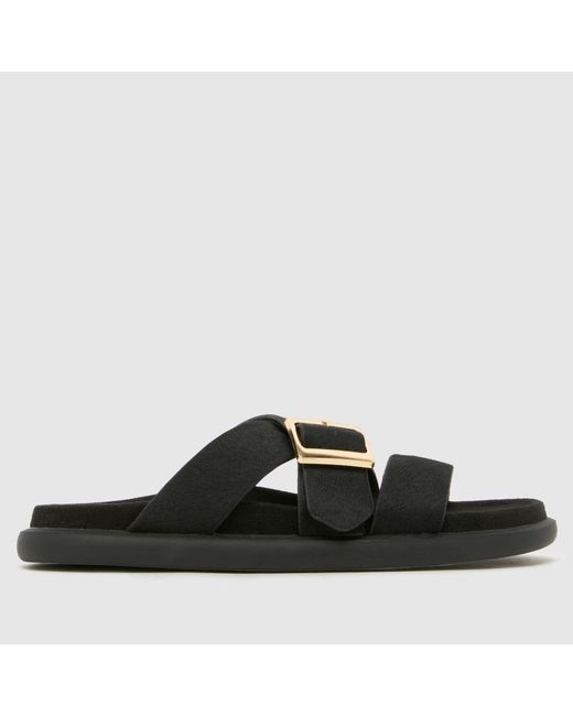 Schuh Black Tear Leather Footbed Sandals