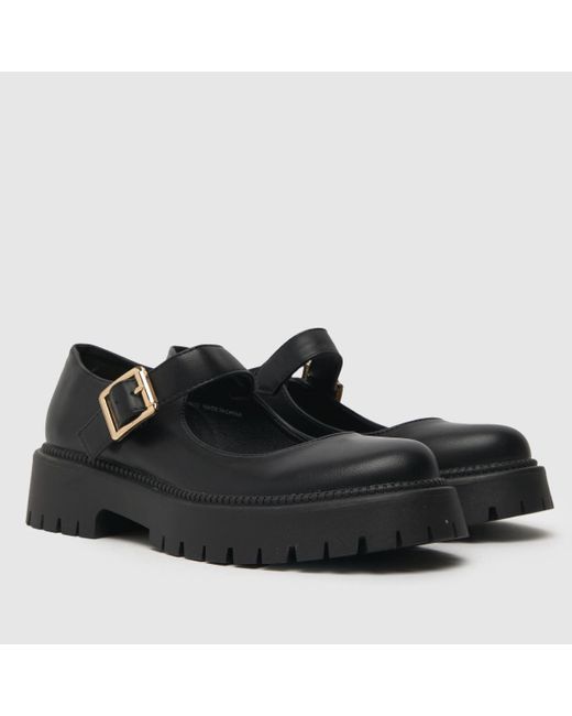 Schuh Black Lucille Chunky Mary Jane Flat Shoes In