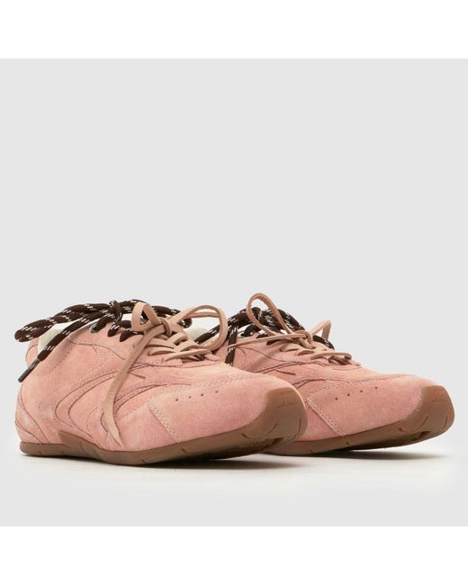 Schuh Pink Mindy Suede Lace Up Trainers