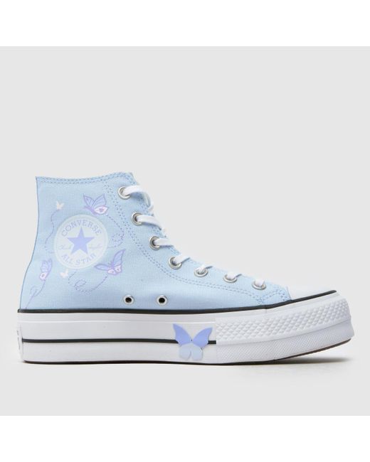 Converse Blue All Star Lift Hi Butterfly Trainers