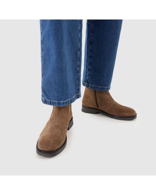 Schuh Brown Dario Suede Square Toe Boots for men