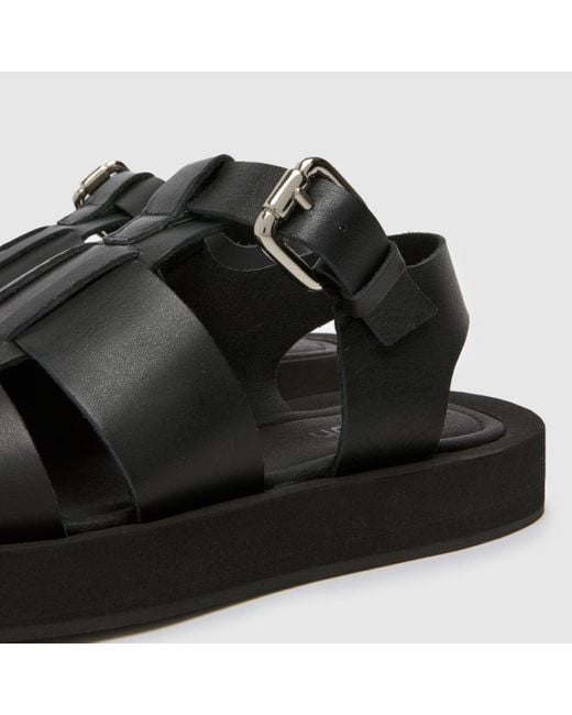 Schuh Black Thea Leather Fisherman Sandals In