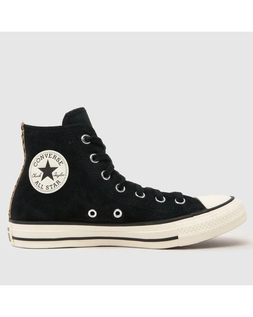 Converse Black All Star Hi Winterluxe Leopard Trainers