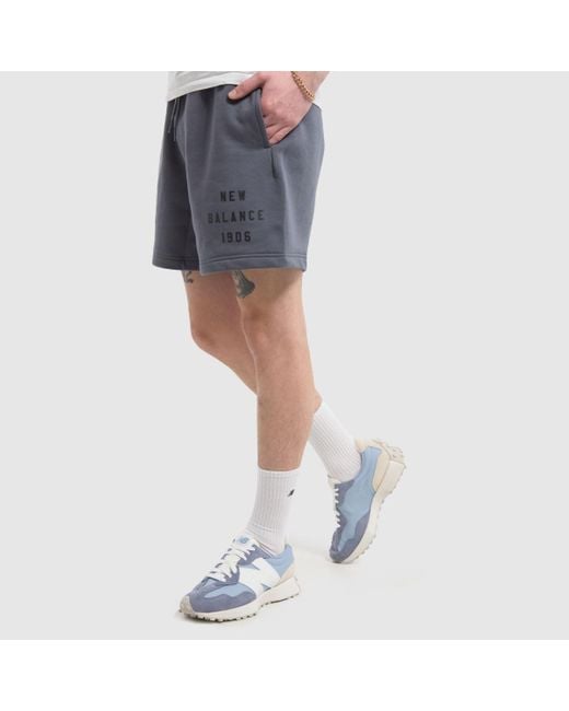 New Balance Blue Iconic 7" Fleece Shorts In for men