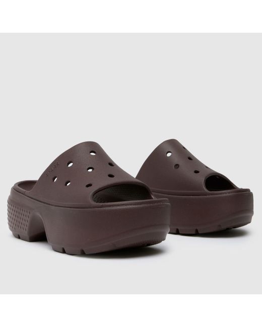 CROCSTM Brown Stomp Slide Sandals In
