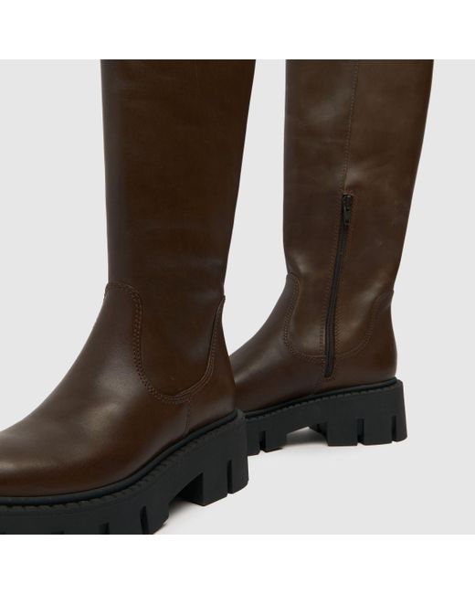 Schuh Brown Ladies Dove Leather Chunky Knee Boots