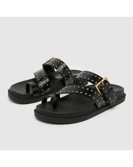 Schuh Black Tarha Studded Footbed Sandals