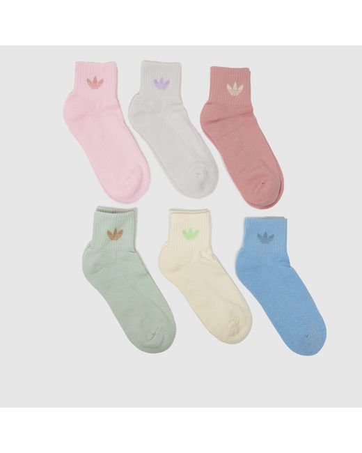 Adidas Pink Originals Mid Ankle Sock 6 Pk