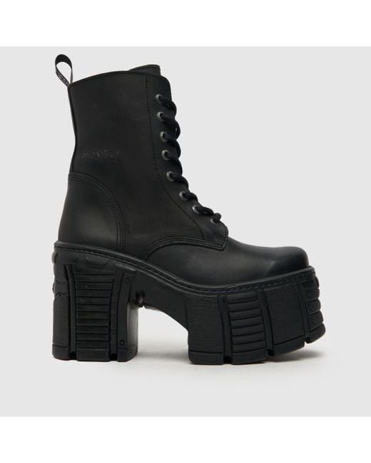 New Rock Black Women's Chunky Heeled Boots