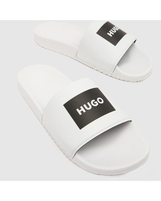 HUGO White Match It Slide Sandals In for men