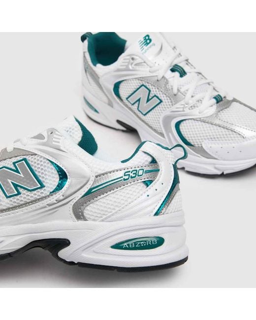 New Balance 530 Trainers In White & Green
