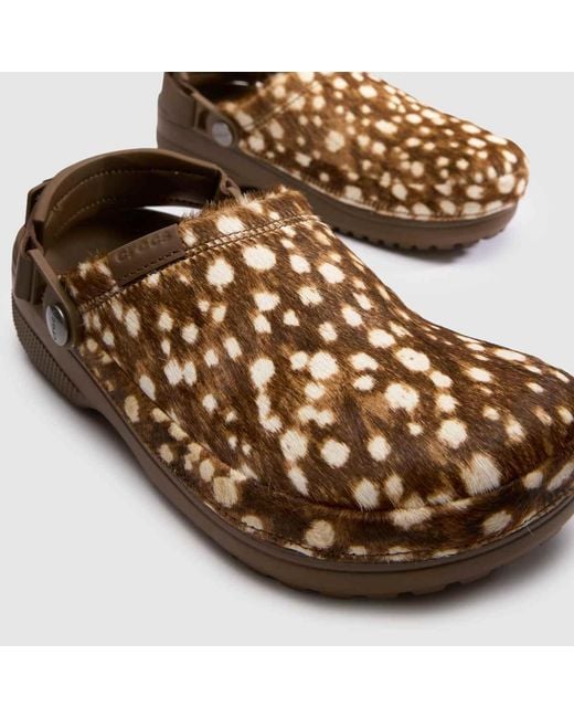 CROCSTM Brown Classic Crafted Hair-On Clog Sandals