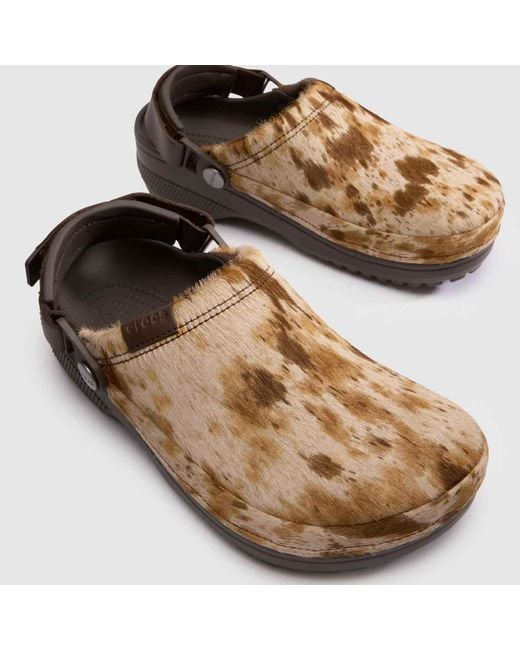 CROCSTM Brown Classic Crafted Hair-On Clog Sandals